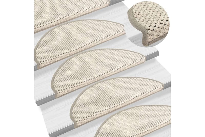 Selvklebende trappematter sisal-utseende 15 stk 65x25 cm - Beige - Tekstiler & tepper - Teppe & matte - Spesialmatte - Trappetrinnstepper