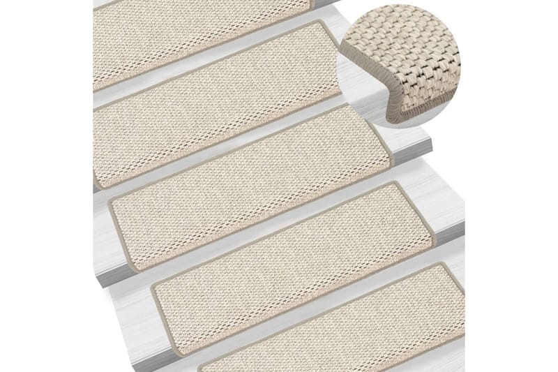 Selvklebende trappematter sisal-utseende 15 stk 65x25 cm - Beige - Tekstiler & tepper - Teppe & matte - Spesialmatte - Trappetrinnstepper