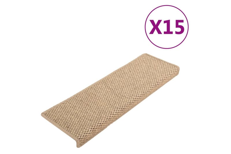 Selvklebende trappematter sisal-utseende 15 stk 65x25 cm - Brun - Tekstiler & tepper - Teppe & matte - Spesialmatte - Trappetrinnstepper