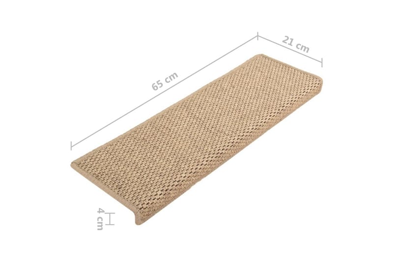 Selvklebende trappematter sisal-utseende 15 stk 65x25 cm - Brun - Tekstiler & tepper - Teppe & matte - Spesialmatte - Trappetrinnstepper