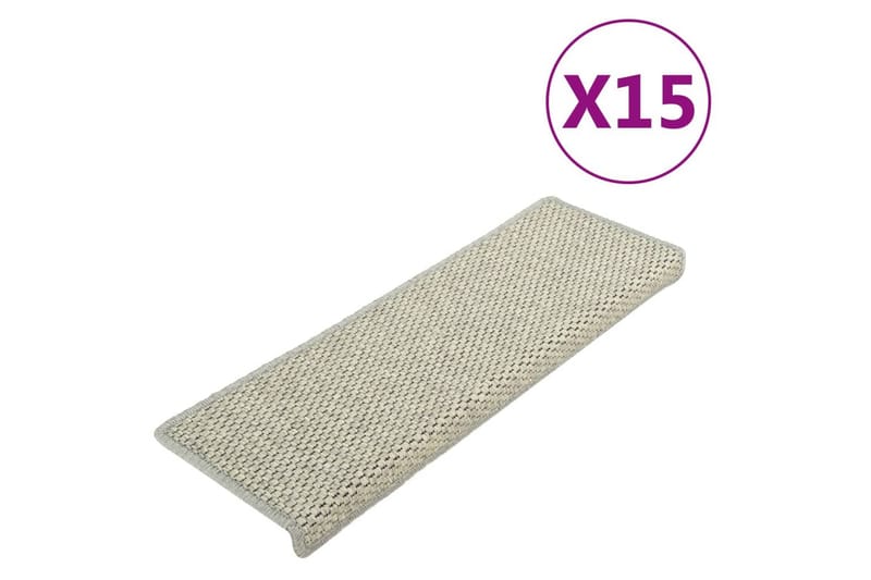 Selvklebende trappematter sisal-utseende 15 stk 65x25 cm grå - Grå - Tekstiler & tepper - Teppe & matte - Spesialmatte - Trappetrinnstepper