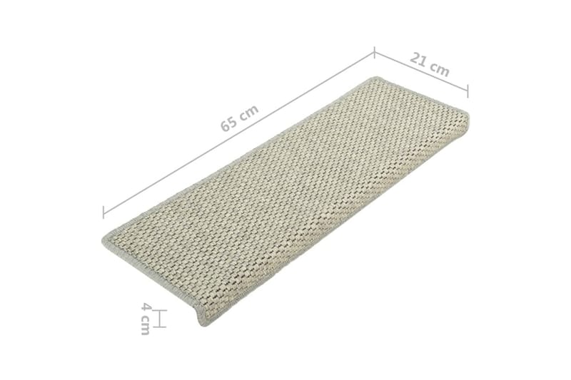 Selvklebende trappematter sisal-utseende 15 stk 65x25 cm grå - Grå - Tekstiler & tepper - Teppe & matte - Spesialmatte - Trappetrinnstepper