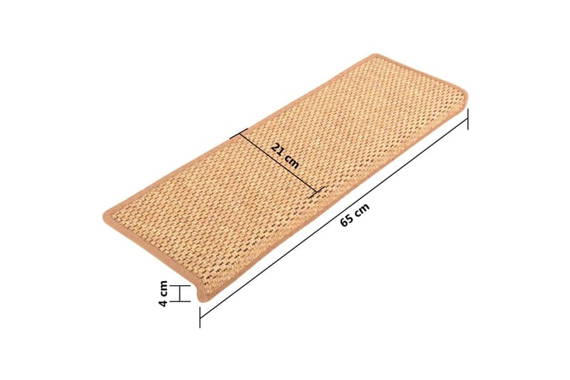 Selvklebende trappematter sisal-utseende 15 stk 65x25cm - Oransj - Tekstiler & tepper - Teppe & matte - Spesialmatte - Trappetrinnstepper