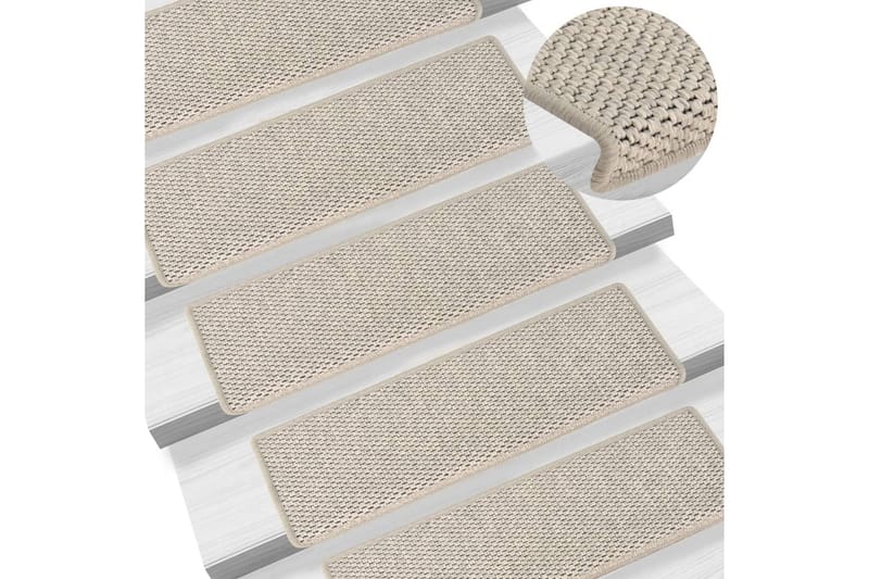 Selvklebende trappematter sisal-utseende 15 stk 65x25cm - Silver - Tekstiler & tepper - Teppe & matte - Spesialmatte - Trappetrinnstepper