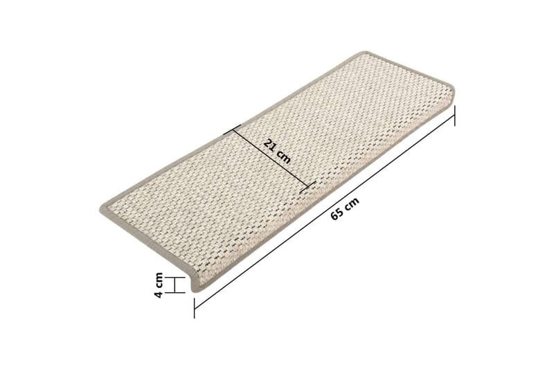 Selvklebende trappematter sisal-utseende 15 stk 65x25cm - Silver - Tekstiler & tepper - Teppe & matte - Spesialmatte - Trappetrinnstepper