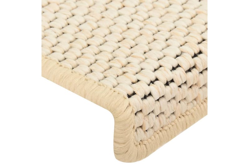 Selvklebende trappematter sisal-utseende 15stk 65x25cm - Krem - Tekstiler & tepper - Teppe & matte - Spesialmatte - Trappetrinnstepper