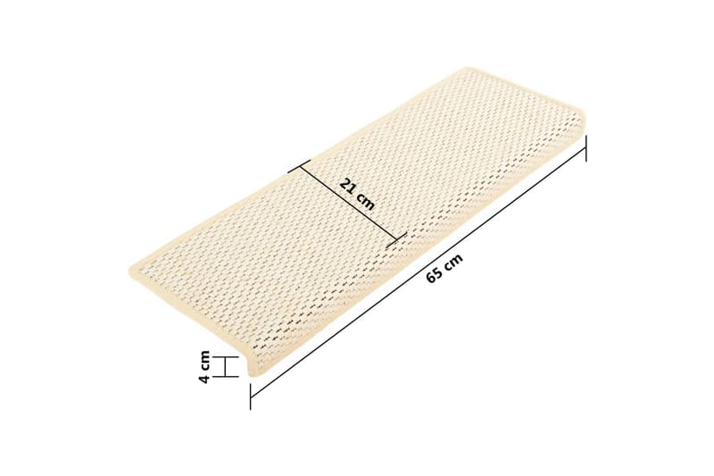 Selvklebende trappematter sisal-utseende 15stk 65x25cm - Krem - Tekstiler & tepper - Teppe & matte - Spesialmatte - Trappetrinnstepper