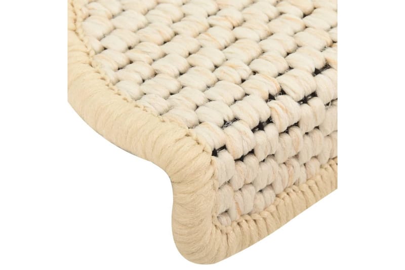 Selvklebende trappematter sisal-utseende 15stk 65x25cm - Krem - Tekstiler & tepper - Teppe & matte - Spesialmatte - Trappetrinnstepper