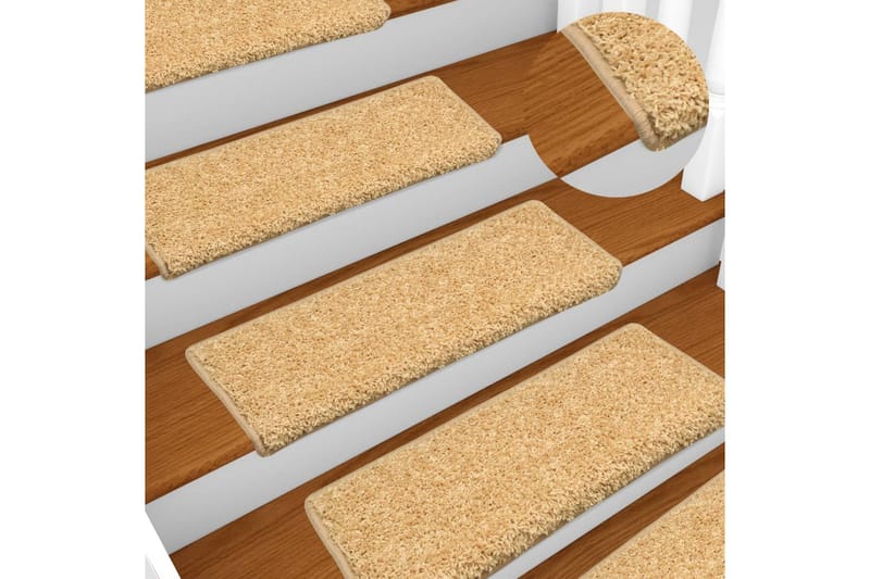 Trappematter 10 stk 65x25 cm beige - Beige - Tekstiler & tepper - Teppe & matte - Spesialmatte - Trappetrinnstepper