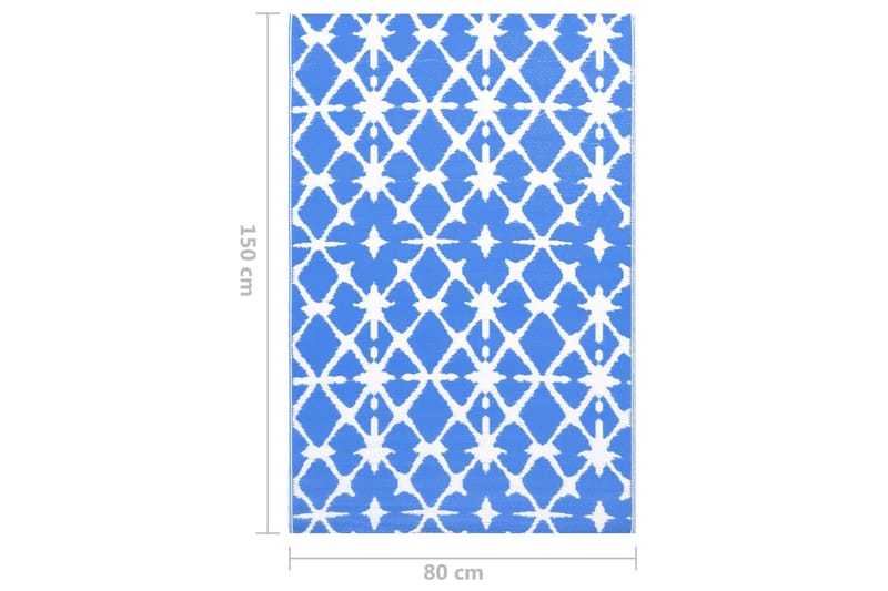 Uteteppe blå og hvit 80x150 cm PP - Tekstiler & tepper - Teppe & matte - Utendørs tepper - Balkongmatte & terassmatte